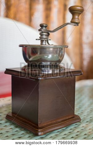 Mill For Grinding Roasted Coffee Grain stock photo