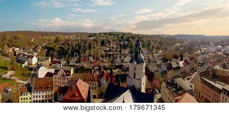 Church Martin Meerane in Germany aerial view historical
