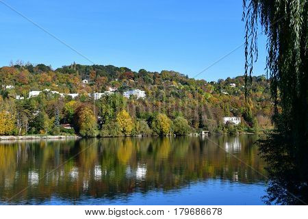 Meulan France - october 31 2016 : the picturesque city in autumn