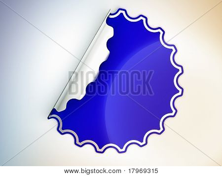 Blu tondo frastagliato adesivo o etichetta
