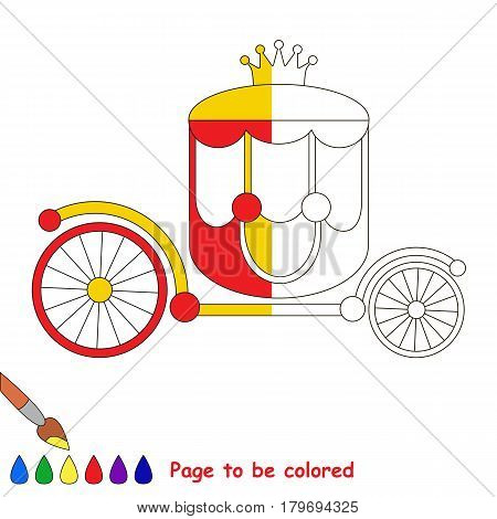 The Red Prinsess Chariot with Gold Crown. Dot to dot educational game for kids, color the colorless half of picture.