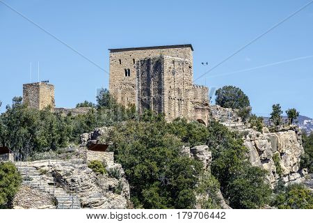 Castle of Llorda located in the municipality of Isona and Conca Della in the Catalan region of Pallars Jussa. Catalonia Spain.