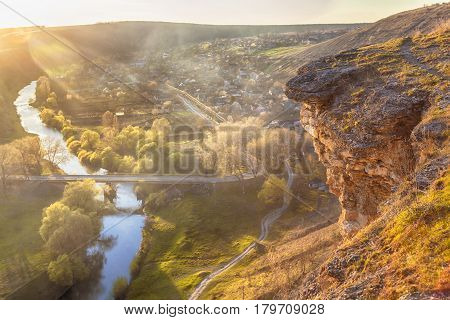 aerial view of touristic village Trebujeni from Moldova