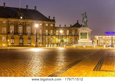 Amalienborg, royal danidh family resident, with town square in Copenhagen denmark