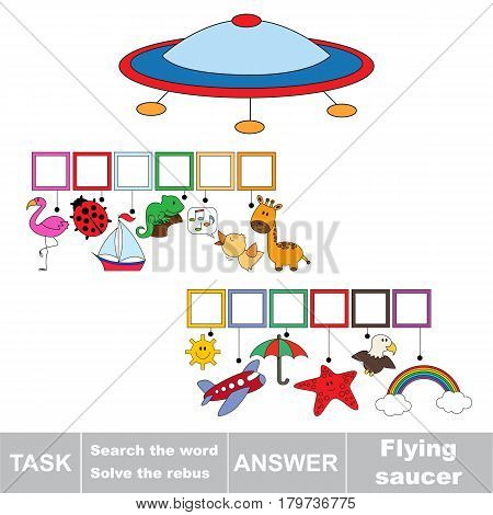 Educational puzzle game for kids. Find the hidden word Flying Sauser