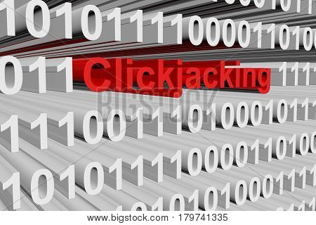 Clickjacking in the form of binary code, 3D illustration