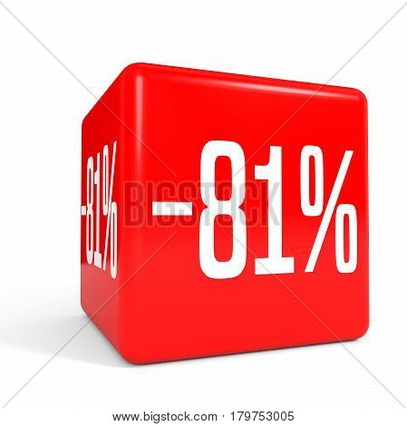Eighty One Percent Off. Discount 81 %. Red Cube.