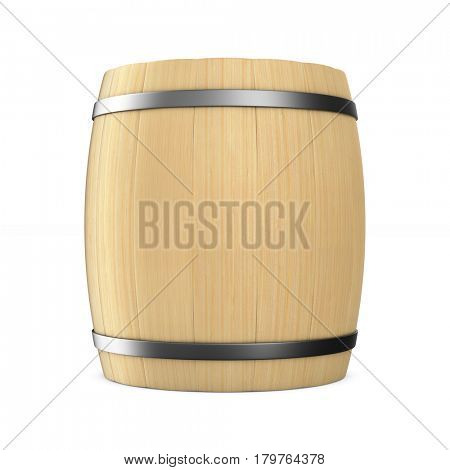 Wooden barrel on white background. Isolated 3D illustration