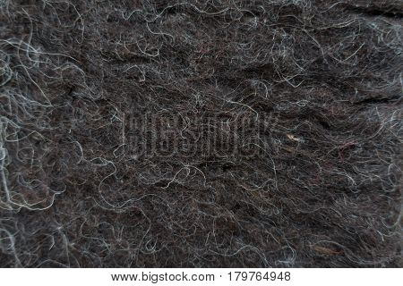 Close-up of black handmade woollen felt blanket