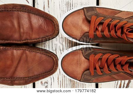Two comfortable pairs of shoes. Practical leisure footwear.