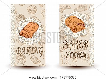 Vector hand drawn sketch bread posters set. Eco foods.Sketch illustration. Perfect for restaurant brochure cafe flyer delivery menu