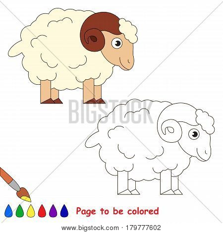 Bighorn to be colored, the coloring book for preschool kids with easy educational gaming level.