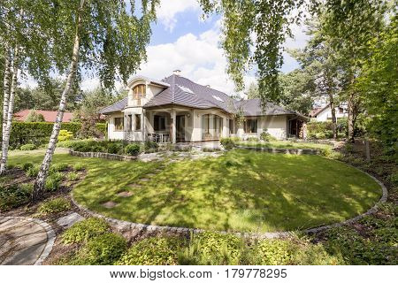 Modern Villa Housefront In The Garden