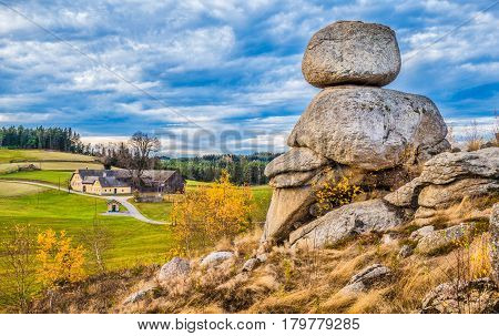 Waldviertel Scenery With Famous Wackelsteine Rocking Stones, Lower Austria Region, Austria