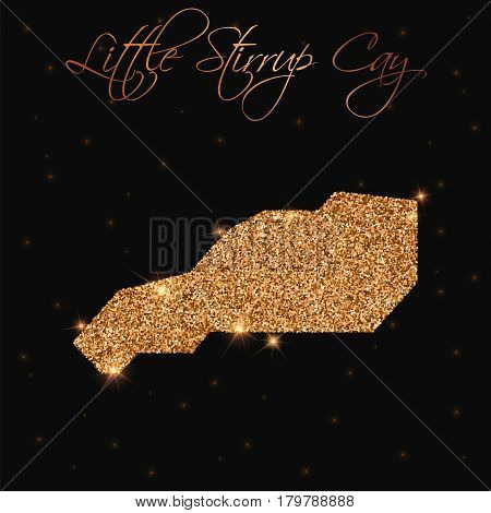 Little Stirrup Cay Map Filled With Golden Glitter. Luxurious Design Element, Vector Illustration.