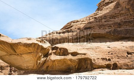 Old Sandstone Rocks In Wadi Rum Desert