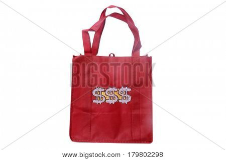 reusable shopping bags with Money Sign Bling attached to the side in Gold and Diamonds. isolated on white with room for your text