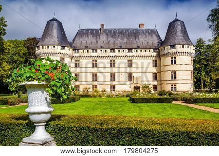 The chateau de l'Islette, France. This Renaissance castle is located in the Loire Valley, was built in the 16th century and is a tourist attraction.