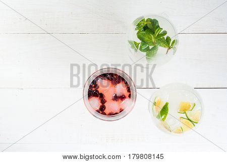 Selection Of Three Kinds Of Gin Tonic