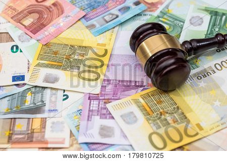 Justice And Euro Currency Money. Representation Of Corruption And Bribery In The Judiciary.