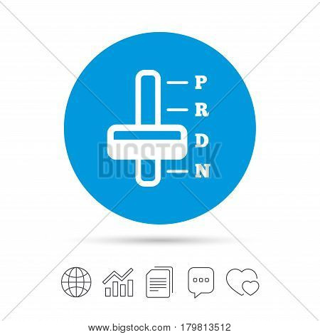 Automatic transmission sign icon. Auto car control symbol. Copy files, chat speech bubble and chart web icons. Vector
