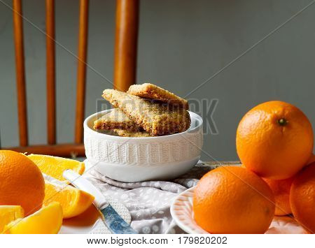hazelnut orange shortbread .style rustic. selective focus