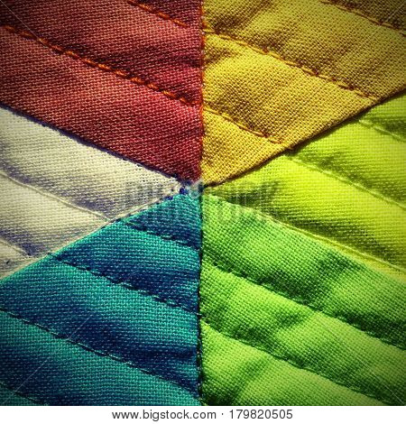 Embroidery Of Colorful Fabric  Photographed With A Macro Lens An