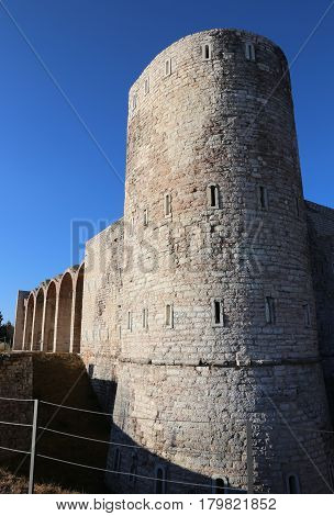 watchtower of the ruins of an ancient fortress used by soldiers during the First World War near the town of Asiago in Northern Italy