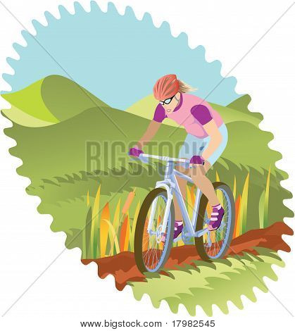 Girl riding a mountain-bike