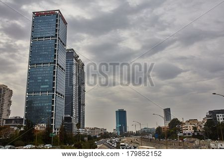 Tel Aviv - February 2, 2017: Tel Aviv Train Station Near Azrieli Mall