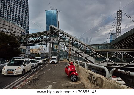 Tel Aviv - February 2, 2017: Tel Aviv Train Station Near Azrieli Mall