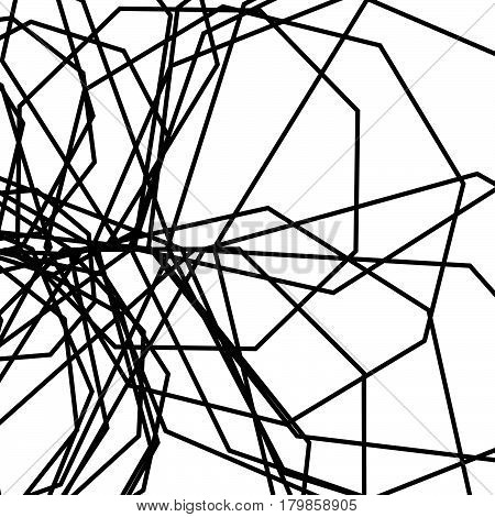 Random Intersecting Lines Abstract Pattern / Texture. Geometric Monochrome Background