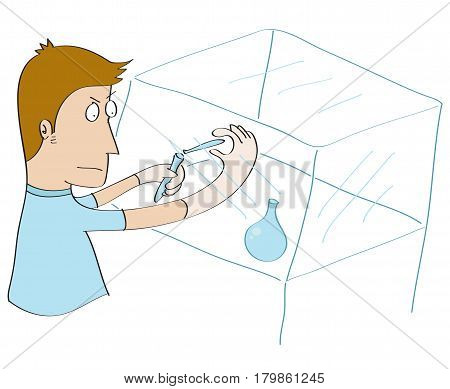 illustration of a man working in enkast