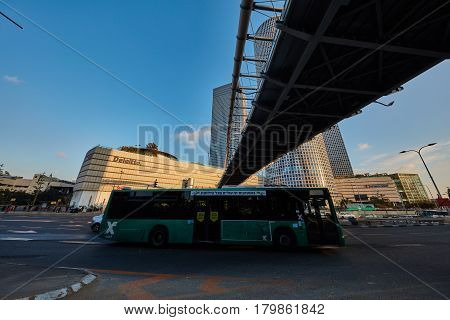 Tel-aviv - 9 December, 2016: Azrieli Mall In Tel Aviv, Street View