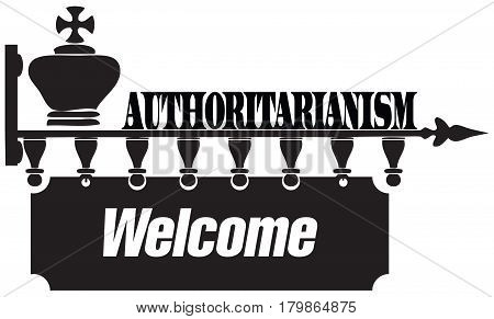 Creative on the topic of authoritarianism with chess pieces. Vector illustration.