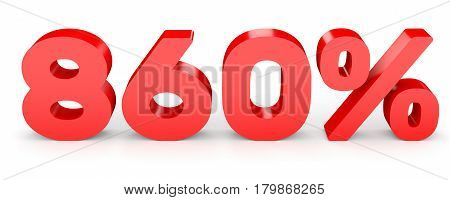 Eight Hundred And Sixty Percent. 860 %. 3D Illustration.