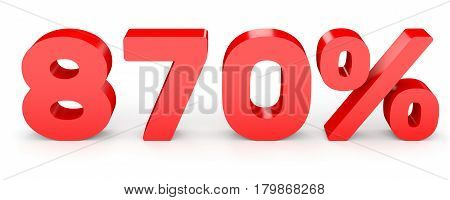 Eight Hundred And Seventy Percent. 870 %. 3D Illustration.