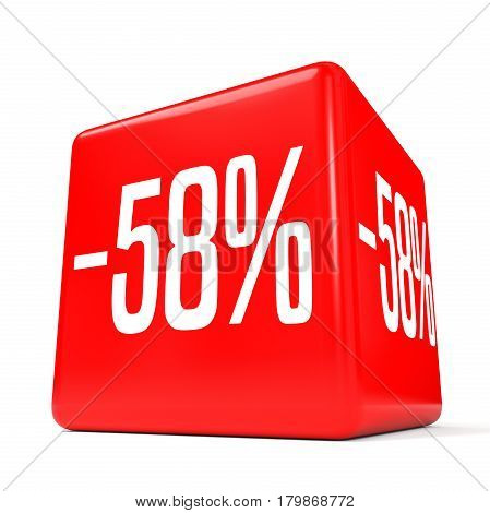 Fifty Eight Percent Off. Discount 58 %. Red Cube.