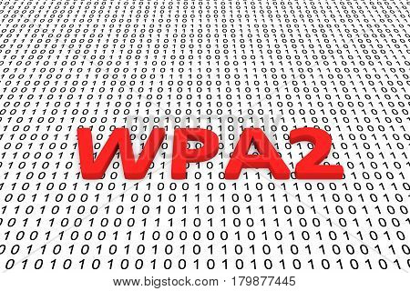 WPA2 in the form of binary code, 3D illustration