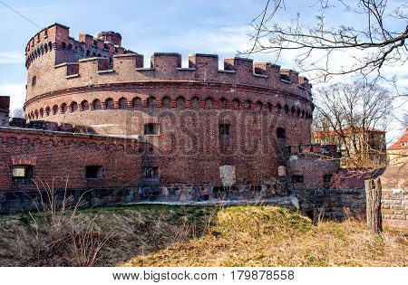 old abandoned fortress on sunny spring day