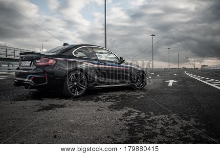 Russia, Moscow - September 24, 2016. Bmw M2 Sports Car With Performance Pack, Front-side View