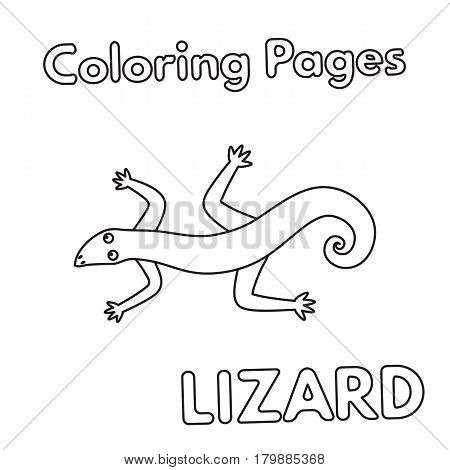 Cartoon lizard illustration. Vector coloring book pages for children
