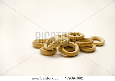 Fresh bagel isolated on white background top view