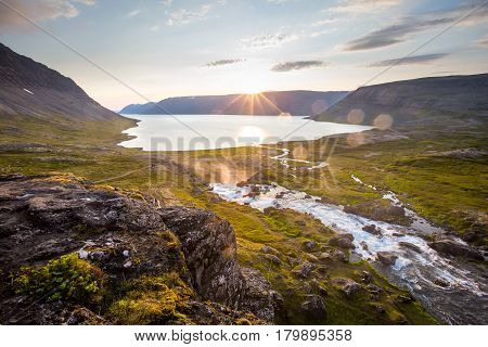 Big Dynjandi Waterfall In Iceland