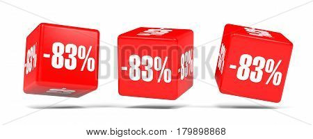 Eighty Three Percent Off. Discount 83 %. Red Cubes.