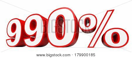 Nine Hundred And Ninety Percent. 990 %. 3D Illustration.