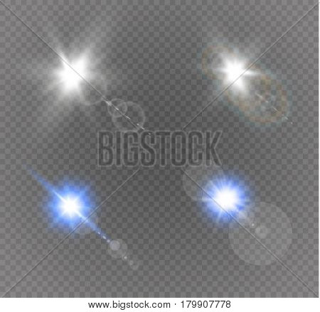 Abstract lens gold front solar flare transparent special light effect design. Vector motion blur glare glow.vector illustration.set.