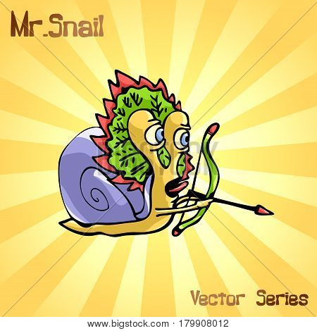 Mr. Snail with Indian. vector illustration EPS10