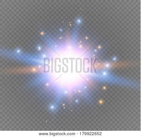 star on a transparent background, light effect, vector illustration. burst with sparkles.Sun.Special effect isolated on transparent background.spark
