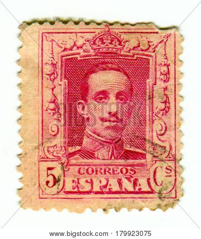 GOMEL, BELARUS, 30 MARCH 2017, Stamp printed in Spain shows Alfonso XIII was King of Spain from 1886 until the proclamation of the Second Republic in 1931, circa 1930.